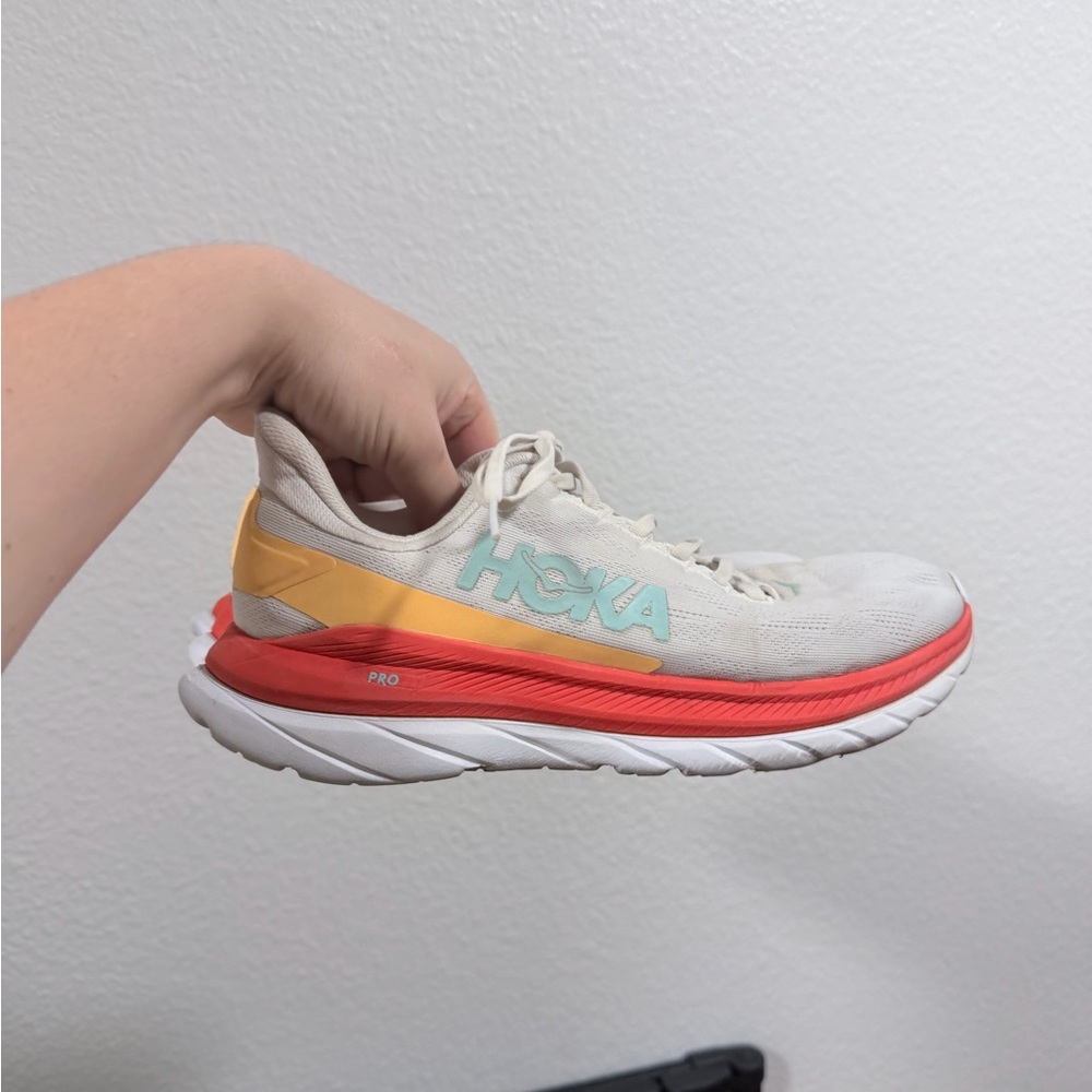Hoka Women's Athletic Shoes - Cream, Red, and Yellow - Picture 7 of 9